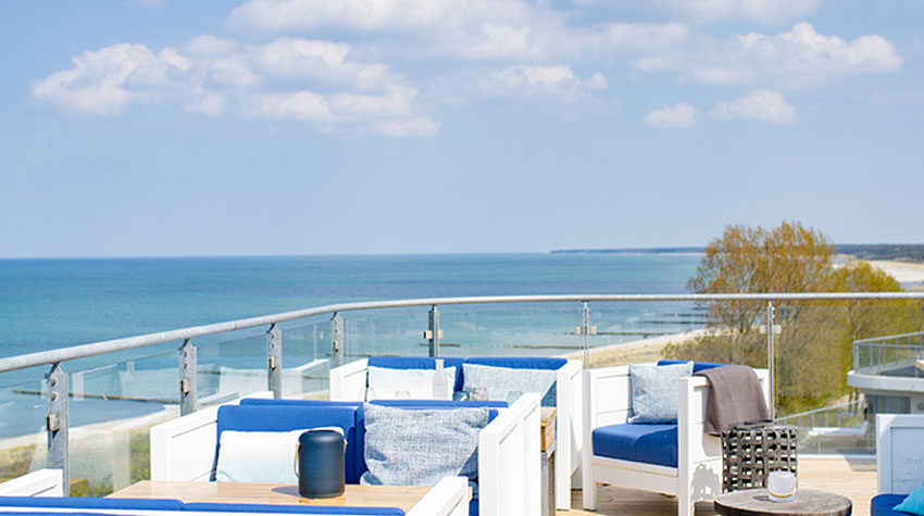 Ostseeblick auf der Dachterrasse WEITBLICK im THE GRAND Ahrenshoop.