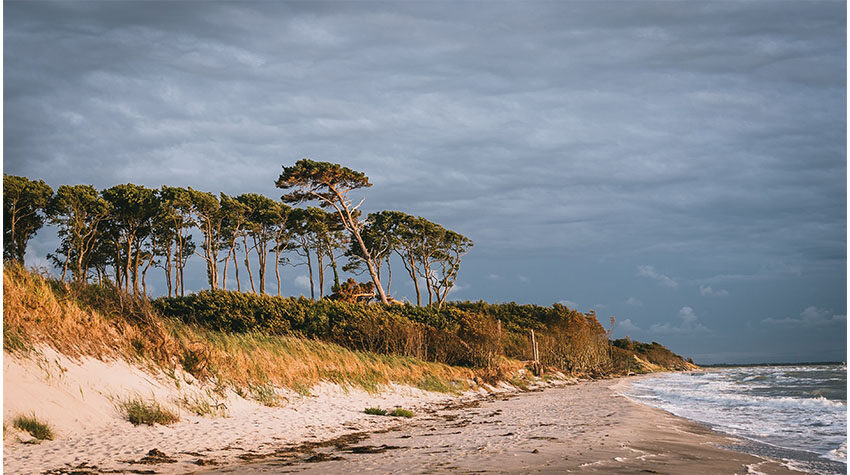 Bedeckter Ostseehimmel am Strand von Ahrenshoop.